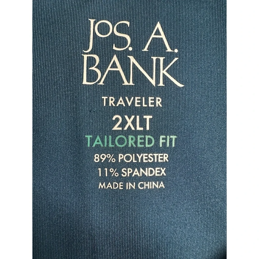 Jos A Bank Traveler Polo Shirt Mens 2XLT Navy Blue Long Sleeve Stretch Dot Print